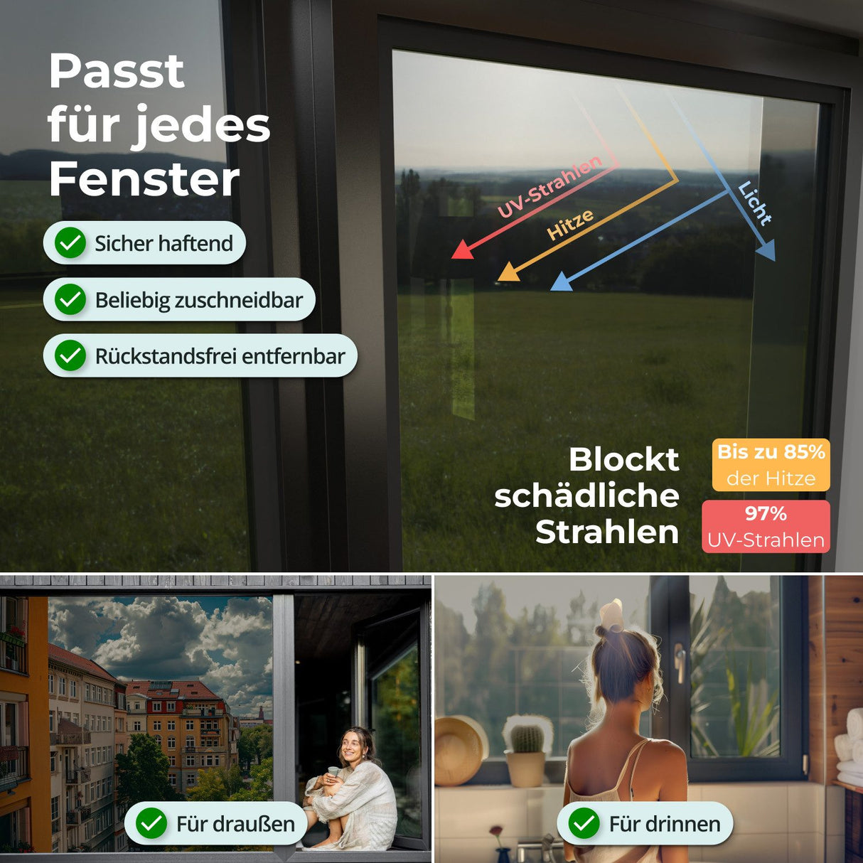 🌞 WINDOWSHIELD Sonnenschutz-Folie 60x200 cm