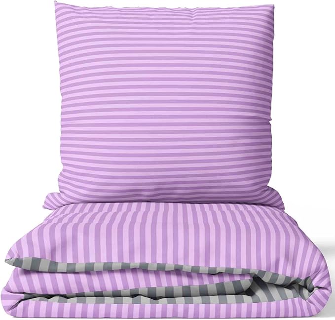 🛏️ Leonado Vicenti Bettwäsche 155×200 cm – Lila/Violett Stripe, Baumwollmix, neu