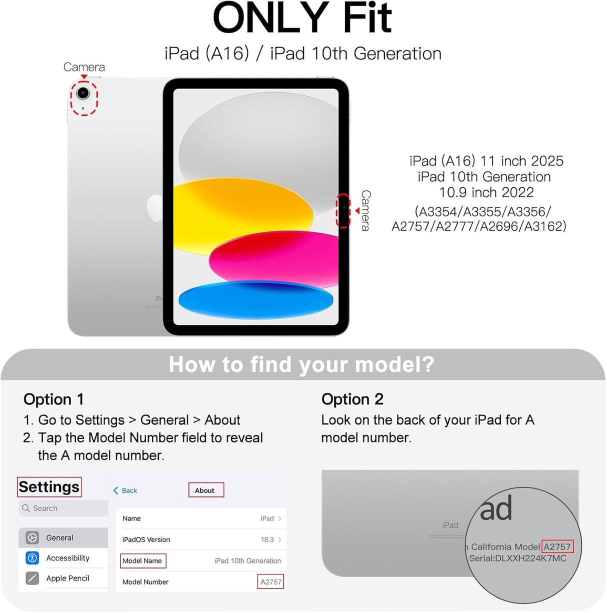 JETech Hülle für iPad (A16) 11./10. Generation (2025/2022) – Schwarz