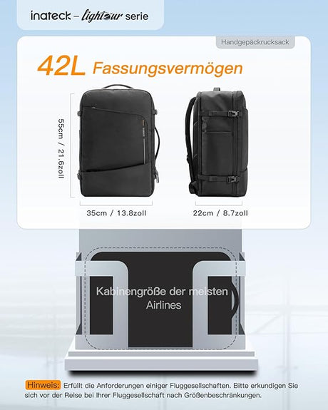 🎒 Inateck 42L Reiserucksack Handgepäck