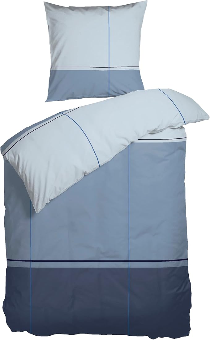 🛏️ Arctic Bettwäsche 135×200 cm – Biber/Flanell, Baumwolle, Blau gestreift - B-Ware