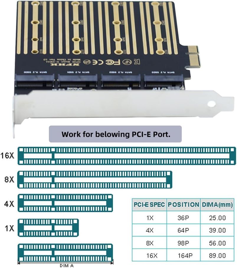 ⚙️ xiwai PCI-E Adapter für 4x SATA NGFF SSD