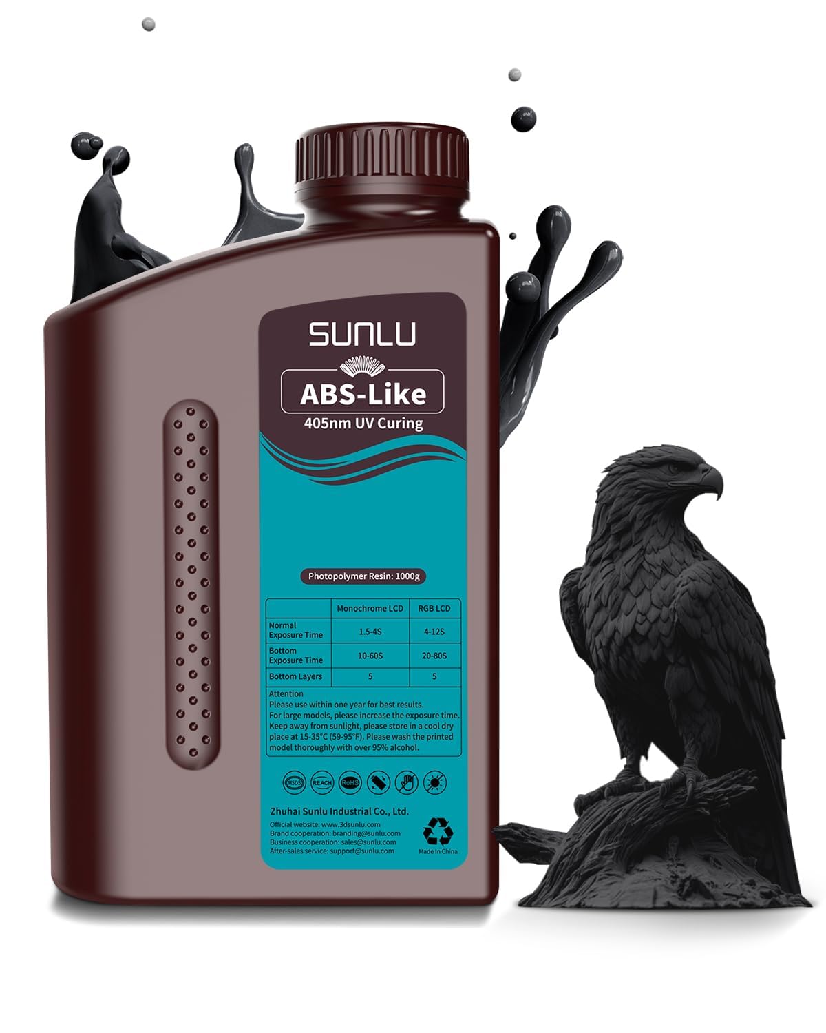 SUNLU ABS-Like 3D Drucker Resin – 1 kg, Schwarz, 405 nm UV-härtend