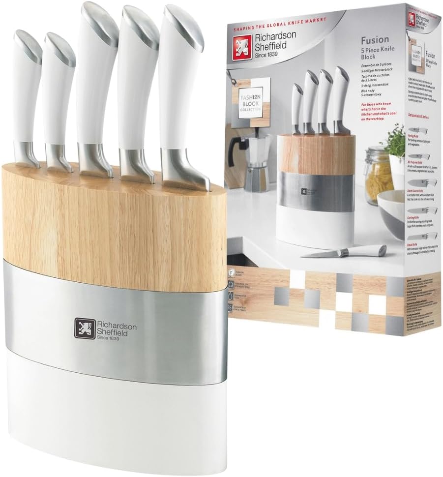 🌟 Richardson Sheffield FUSION Messerblock – Holz inkl. 5-teiligem Messer-Set 🌟