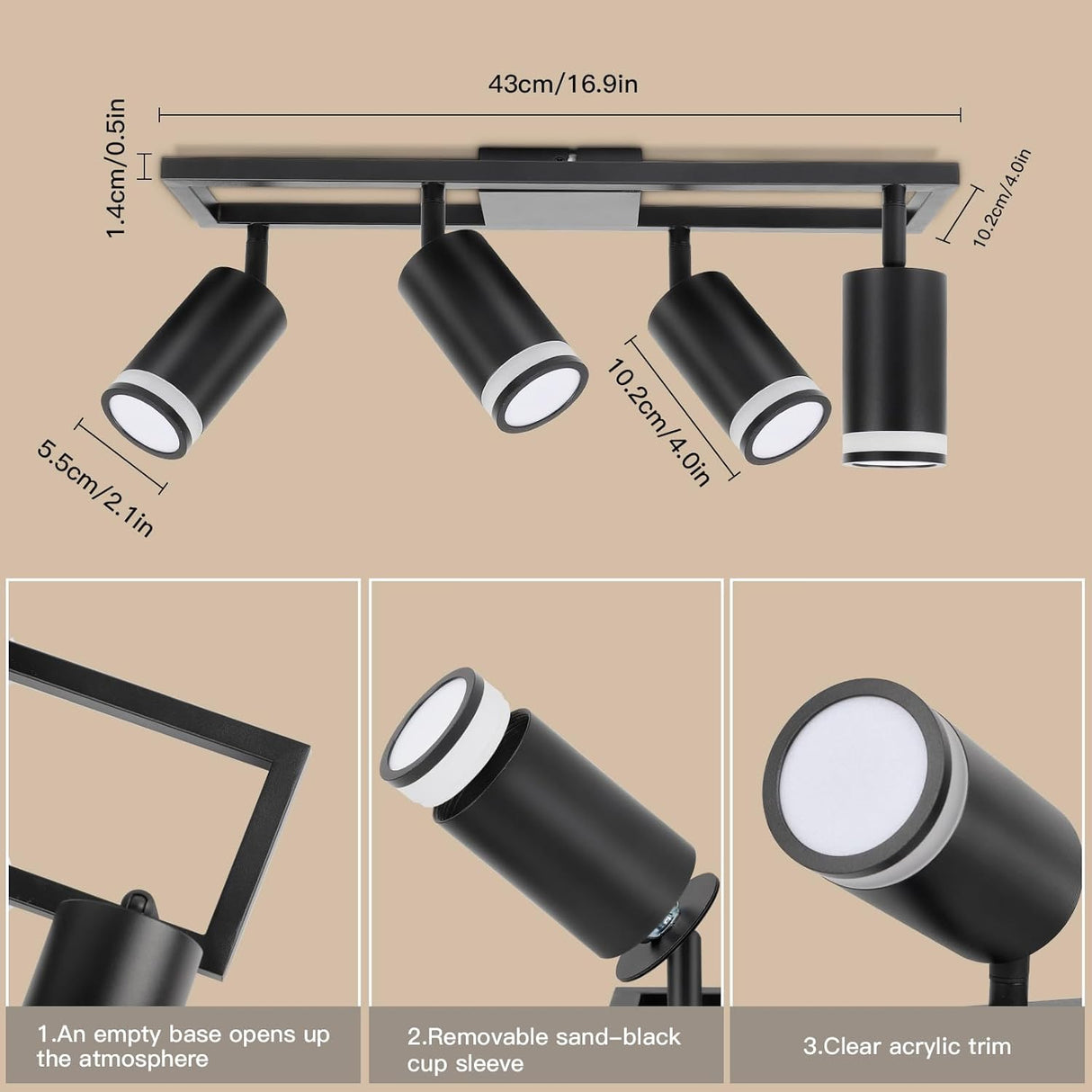 💡 Dehobo LED Deckenstrahler 4-flammig