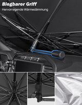 JOYTUTUS Sonnenschutz Auto Frontscheibe – 360° drehbar, UV-Schutz, 145 × 84 cm