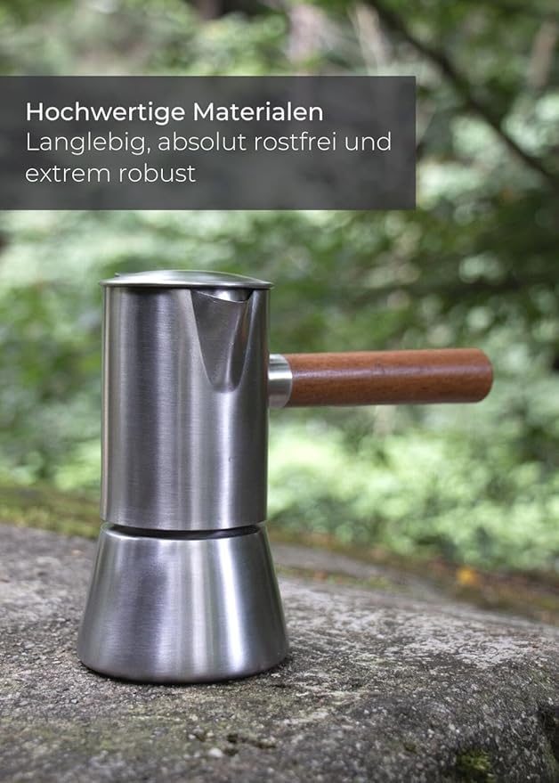 🌟 LAMBDA COFFEE® Espressokocher – Induktionsgeeignet, 200ml Edelstahl, 3-4 Tassen 🌟