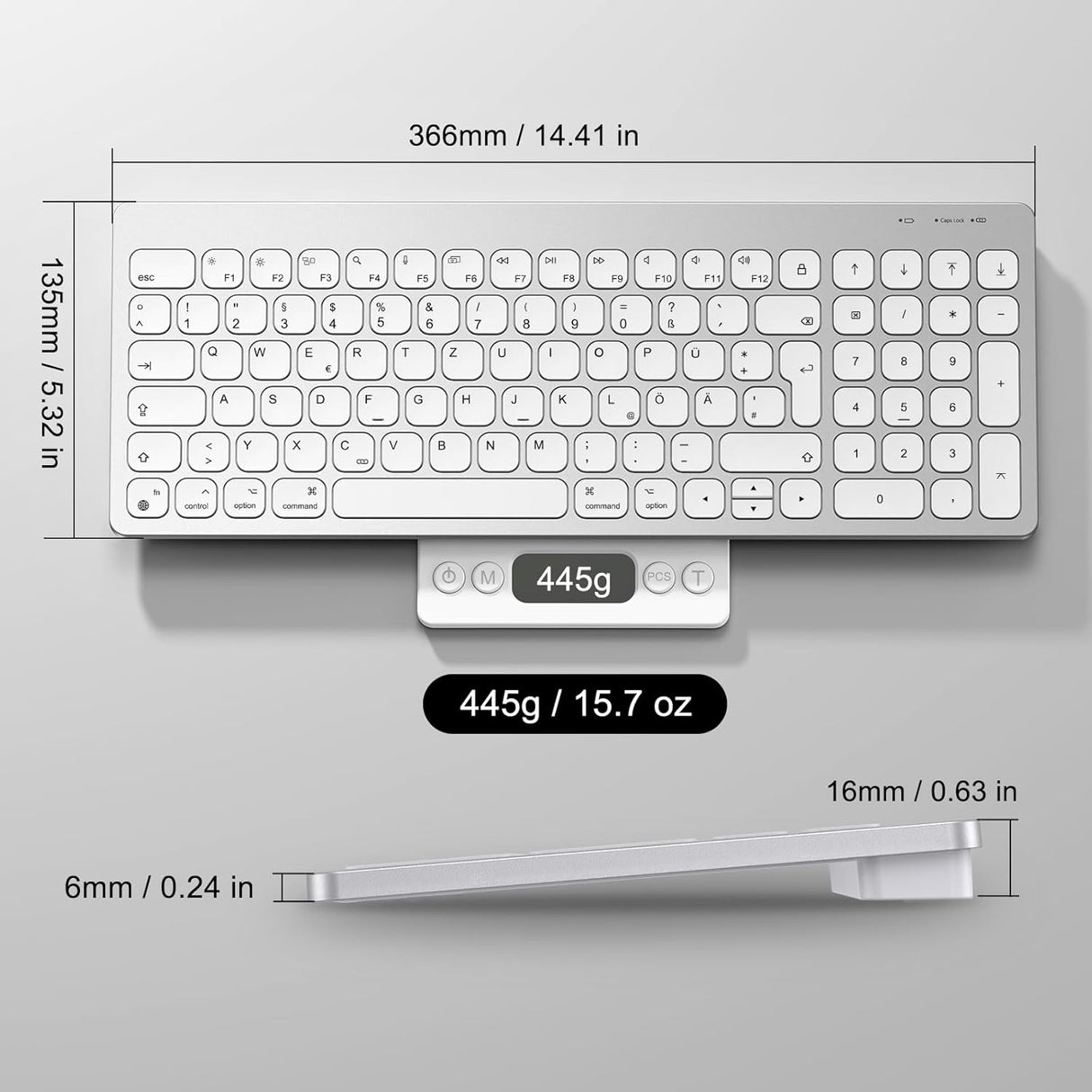 OMOTON Bluetooth Tastatur für Mac OS – Ultraslim, QWERTZ, Leise, Silber