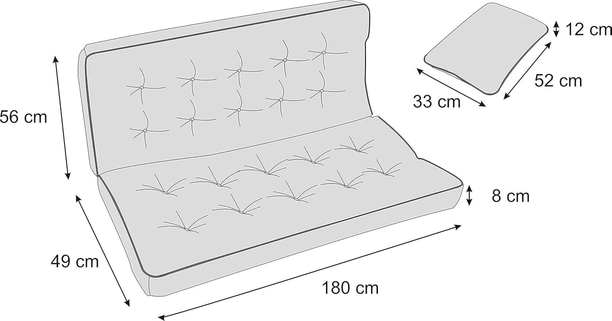 🌟 HOBBYGARDEN Sitzkissen für Gartenbank und Hollywoodschaukel - 180 cm, Graphit 🌟