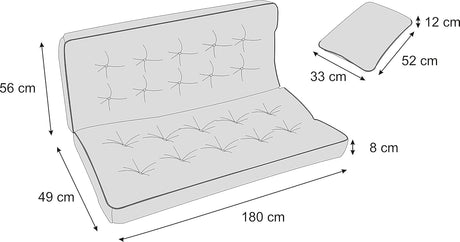 🌟 HOBBYGARDEN Sitzkissen für Gartenbank und Hollywoodschaukel - 180 cm, Graphit 🌟