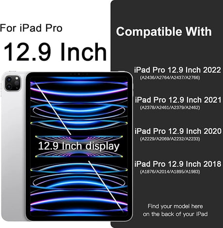 🌟 Vobafe Hülle für iPad Pro 12.9" (6./5./4./3. Generation) – TPU Flexible Rückseite mit Stifthalter, Hellblau 🌟