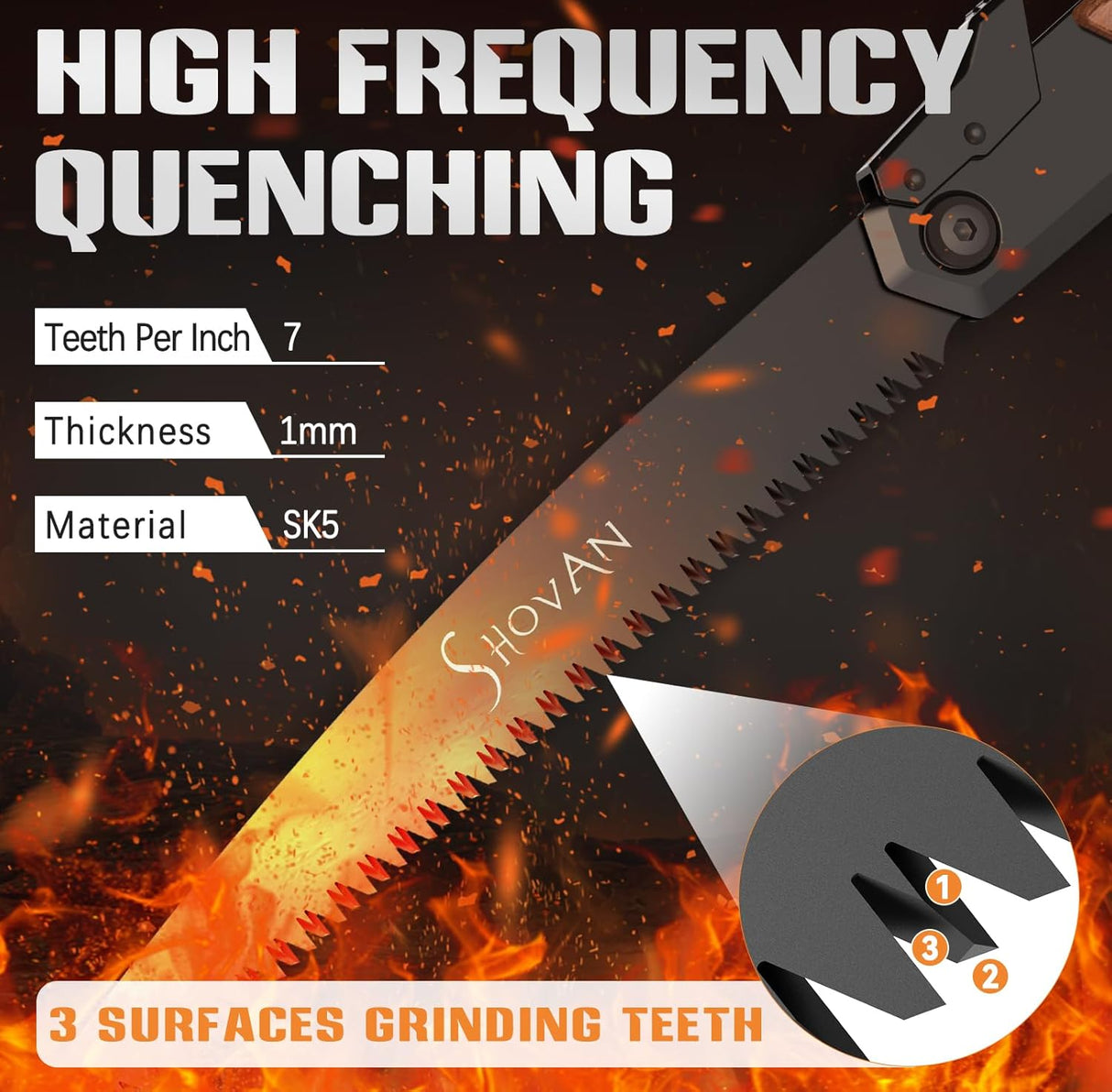 Shovan Astsäge – Klappsäge mit SK5-Stahlklinge & Sapeli-Holzgriff (B-Ware)