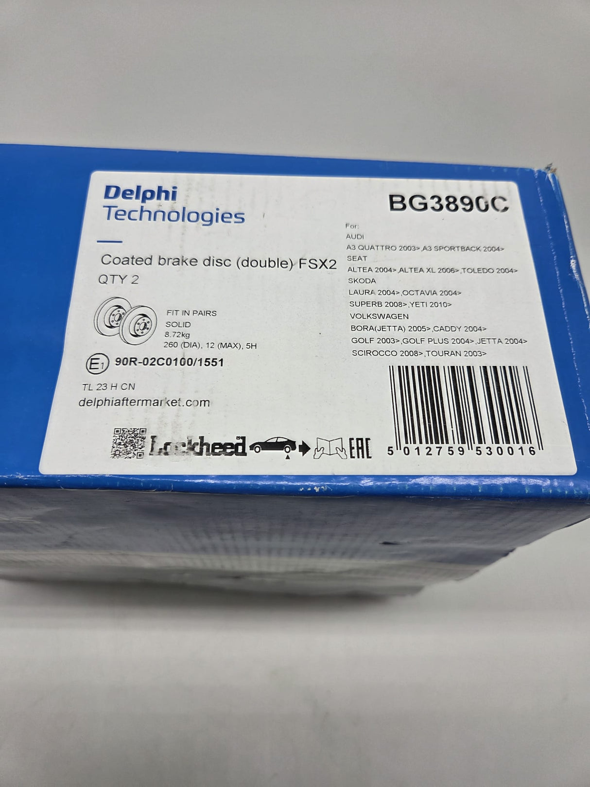 DELPHI BG3890C Bremsscheibe – 260x12 mm, 5-Loch, solid – B-Ware