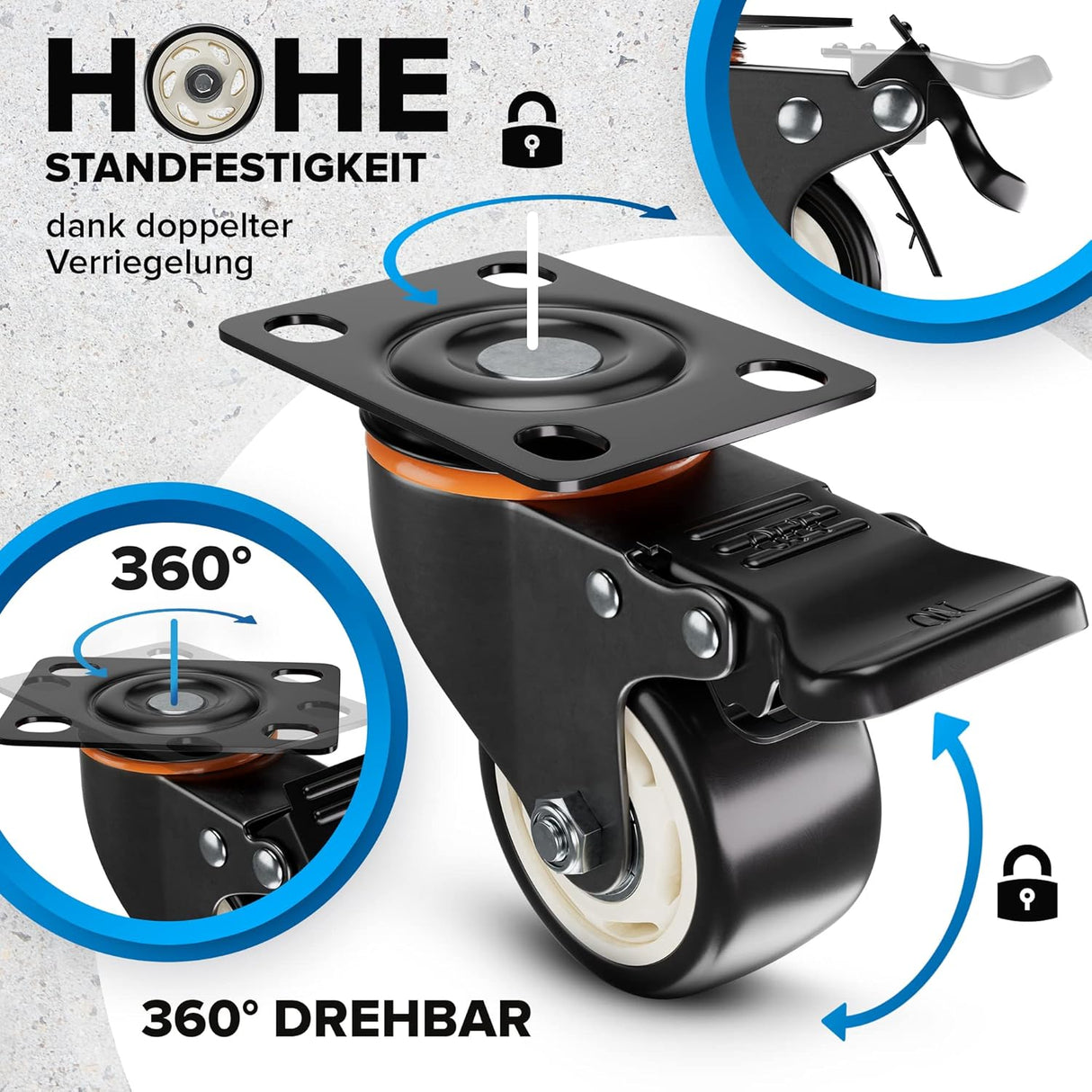 🛠️ PEARWAY Schwerlastrollen 75 mm (4x Bremse) – B-Ware!