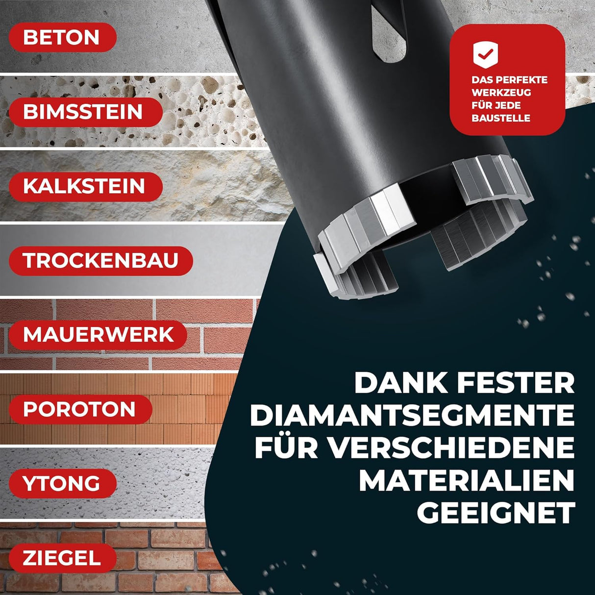 Diamant-Kernbohrer Ø42 × 200 mm – SDS Plus (Bohrkrone 2.0)