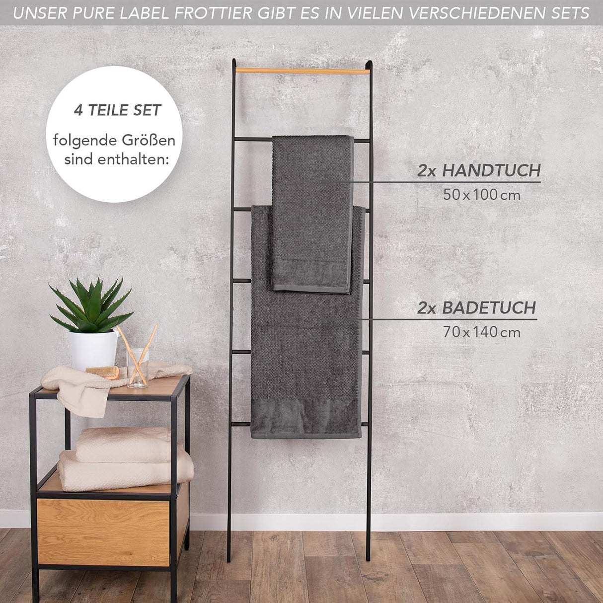 Pure Label 4-teiliges Handtuch-Set – Luxus und Komfort für Ihr Badezimmer!