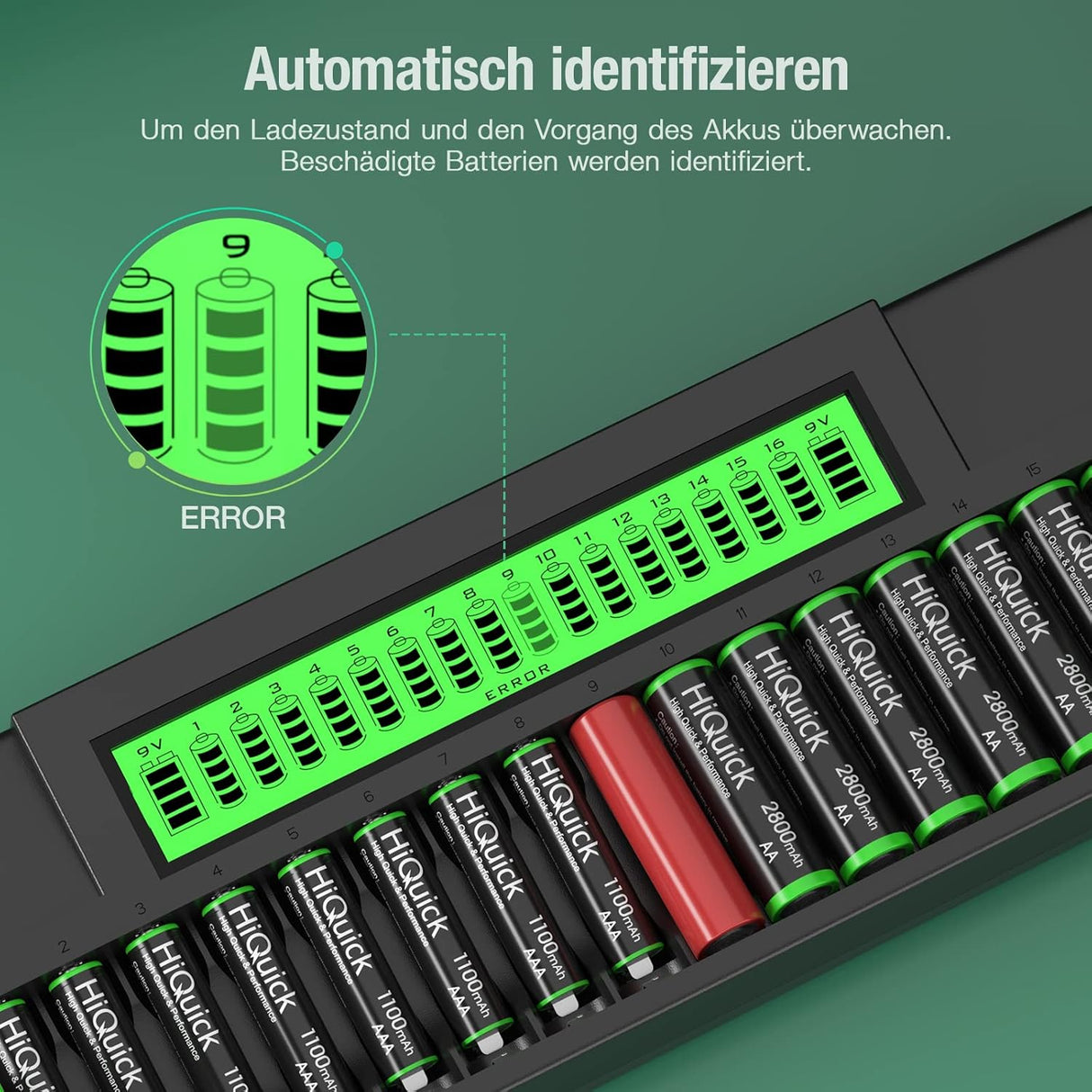HiQuick Akku-Ladegerät AA / AAA / 9V (B-Ware)