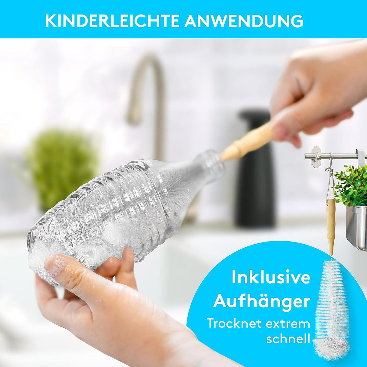 🌟 LICHTENWERK® Premium Flaschenbürste für SodaStream - B-Ware! Perfekte Passform & kratzfreie Reinigung