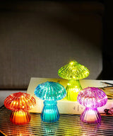 🍄 4er Set Glas Pilz LED Deko Lichter – Stimmungslicht für Wohnzimmer & Schlafzimmer - neu