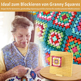 🌟 COWVTUJ Sperrbrett für Granny Square – Handcrafted Wooden Blocking Board für Häkelprojekte, Komplettset mit 20 Edelstahl-Stabstiften und 5 Nadeln, 19,6 cm, B-Ware 🌟