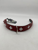 🐶 HUNTER Halsband Swiss 50 S-M – Rot/Schwarz, Leder - B-Ware