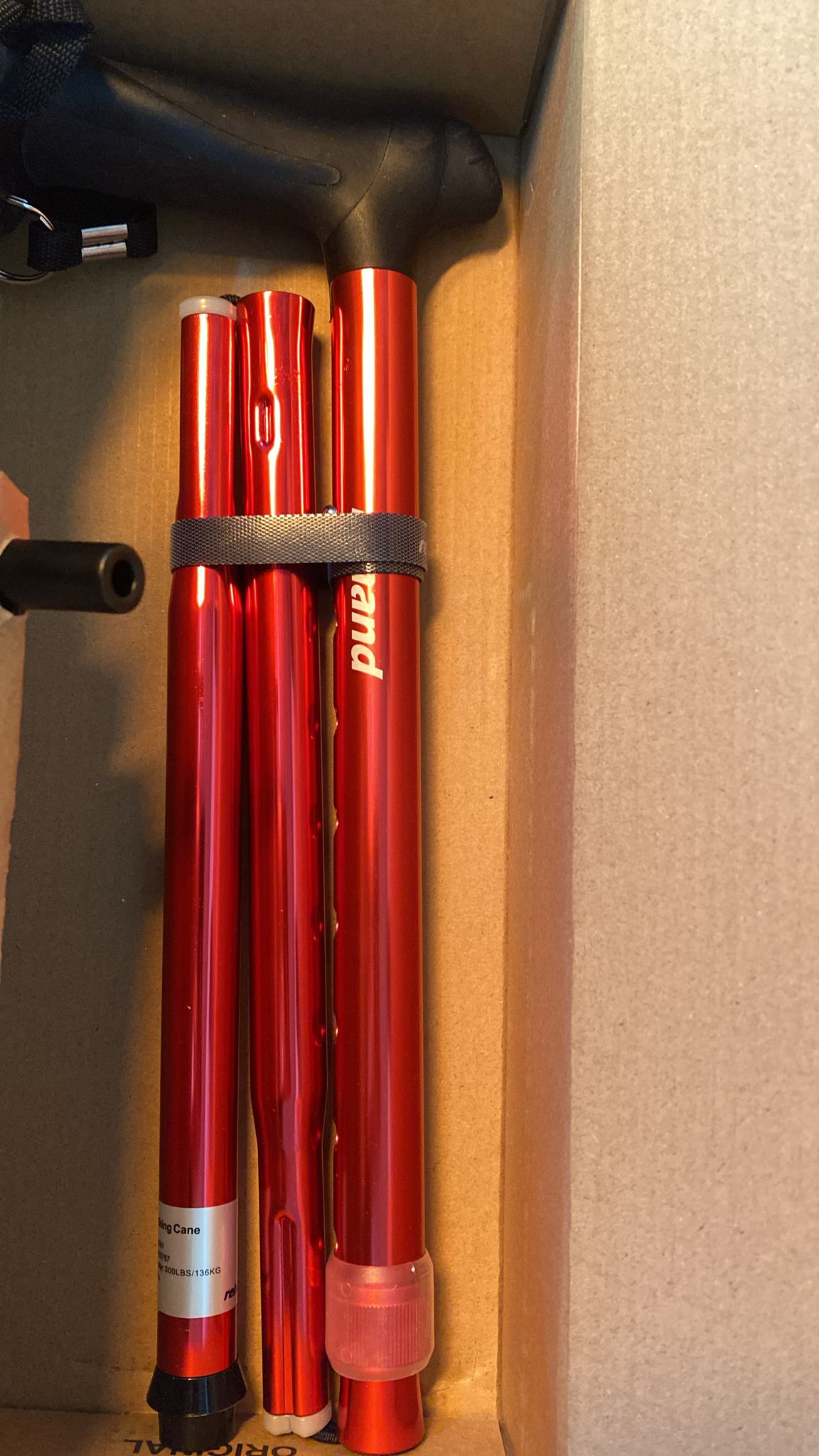 🩼 Rehand Vierfuß-Gehstock – Rot, faltbar, höhenverstellbar, bis 136 kg, neu