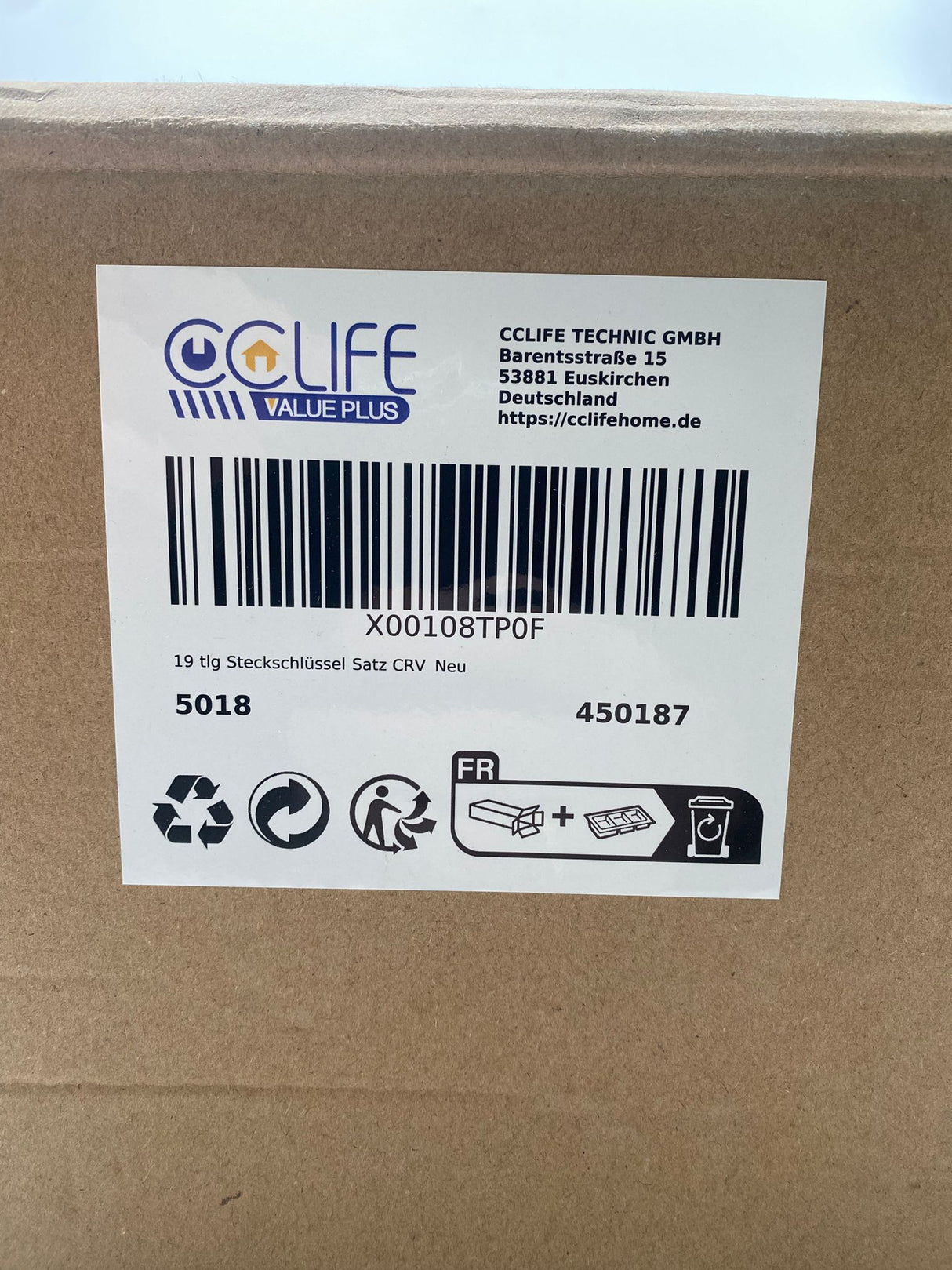 🔧 CCLIFE 19tlg 1/2" Nuss Set – Chrom Vanadium, 6/12-Kant & E-Profil, NEU