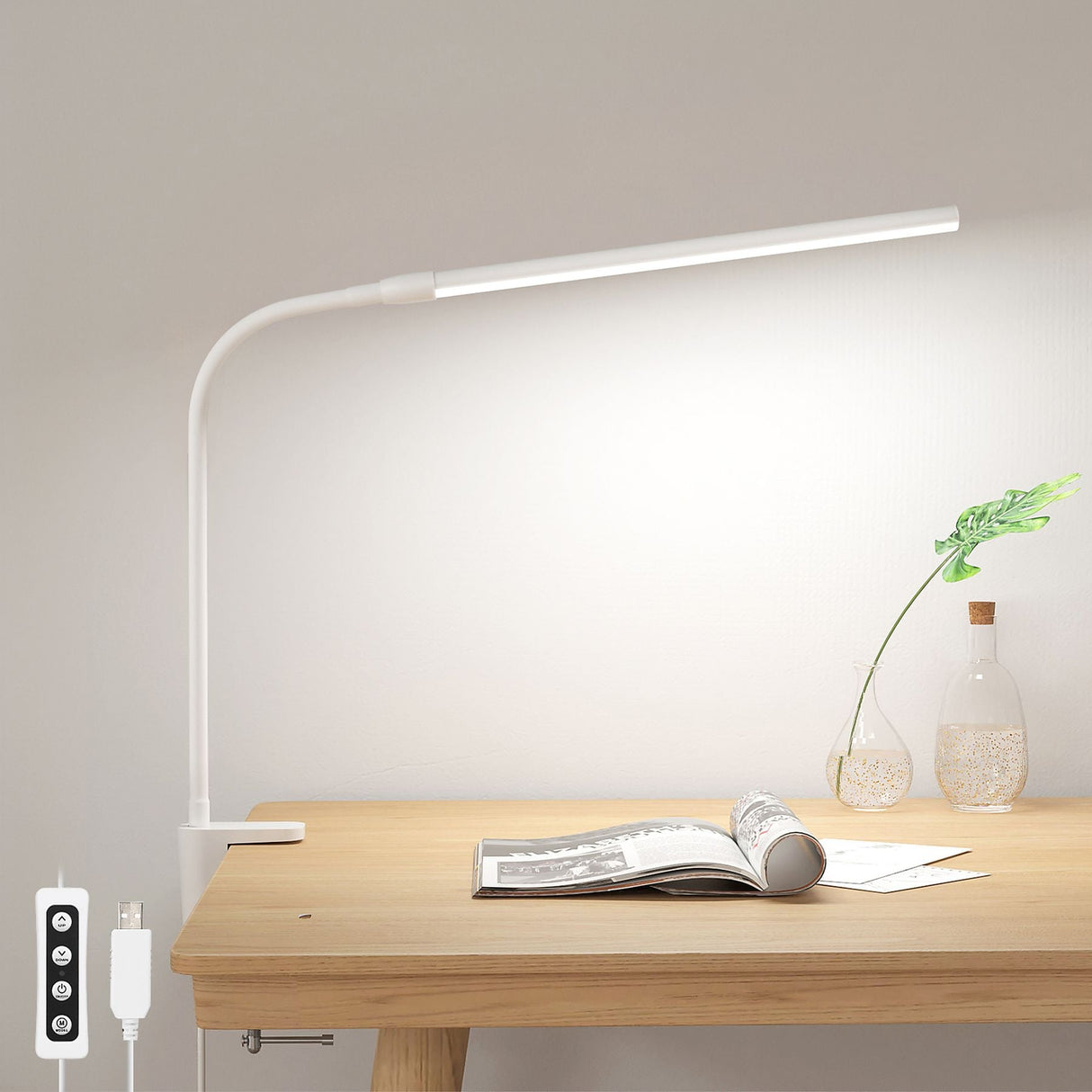 💡 LEPRO LED Tischlampe mit Klemme – Schwenkarm Schreibtischlampe Weiß - B-Ware