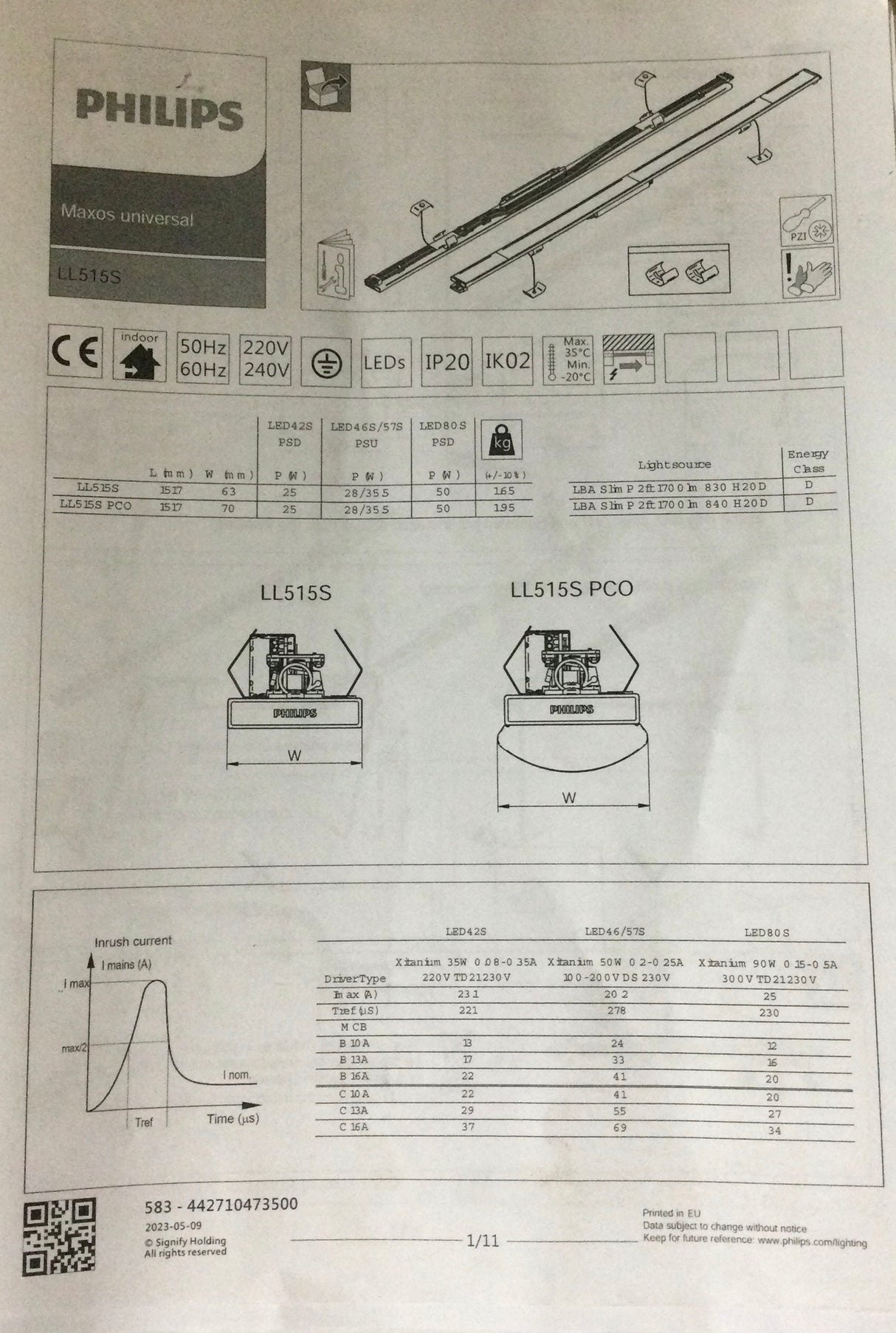 🌟 Philips Maxos Universal LL515S 42S/840 PSD WB UNIV WH Ztec (B-Ware)