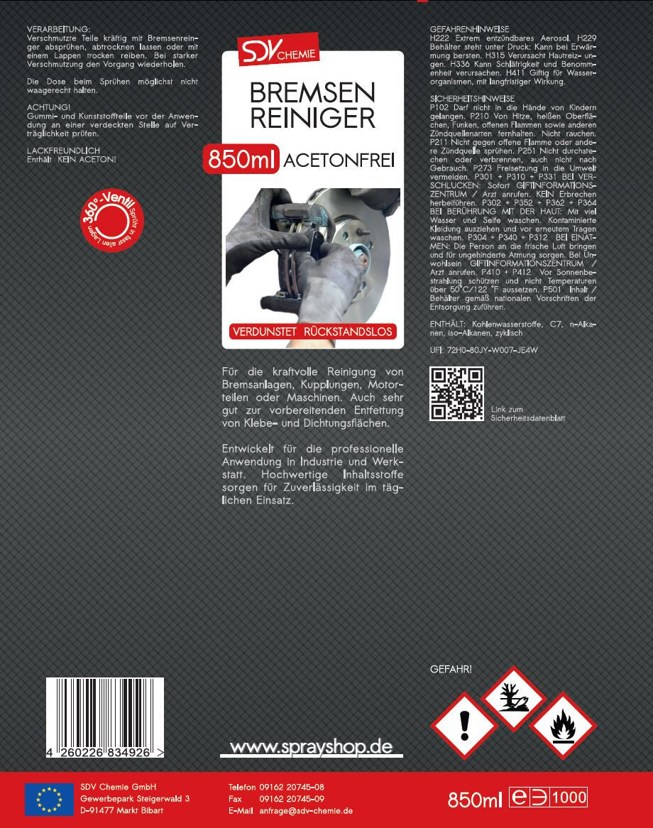 🛠️ SDV Chemie Bremsenreiniger 850ml