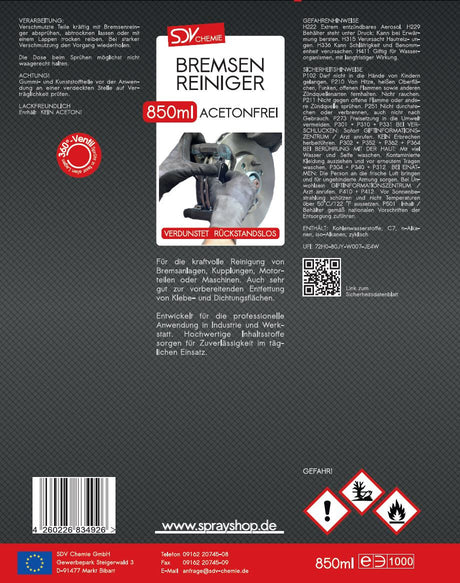 🛠️ SDV Chemie Bremsenreiniger 850ml