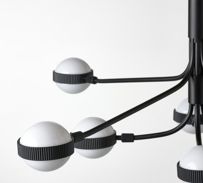 IKEA STORSLINGA Kronleuchter – 8-armig, LED, schwarz/weiß, 70 cm