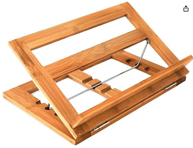 📖 Relaxdays Kochbuchständer Bambus – verstellbar, 22×33×22,5 cm, natur, neu