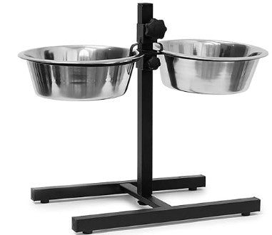 🐶 Relaxdays Futterstation Hund – 2×2,2 l Edelstahlnäpfe, höhenverstellbar - B-Ware