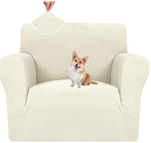 🛋️ Sofa Überzug 1-Sitzer Beige – Stretch, rutschfest, waschbar, neu