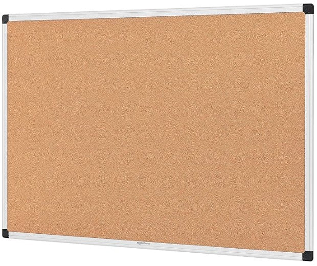 📌 Amazon Basics Kork-Pinnwand 90×60 cm – Aluminiumrahmen silber, neu