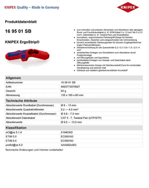 🔧 KNIPEX ErgoStrip Abmantelungswerkzeug
