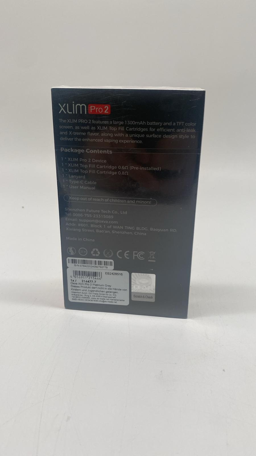 💨 OXVA Xlim Pro 2 – Platinum Gray, 1300 mAh, TFT Display, MTL/RDL, neu