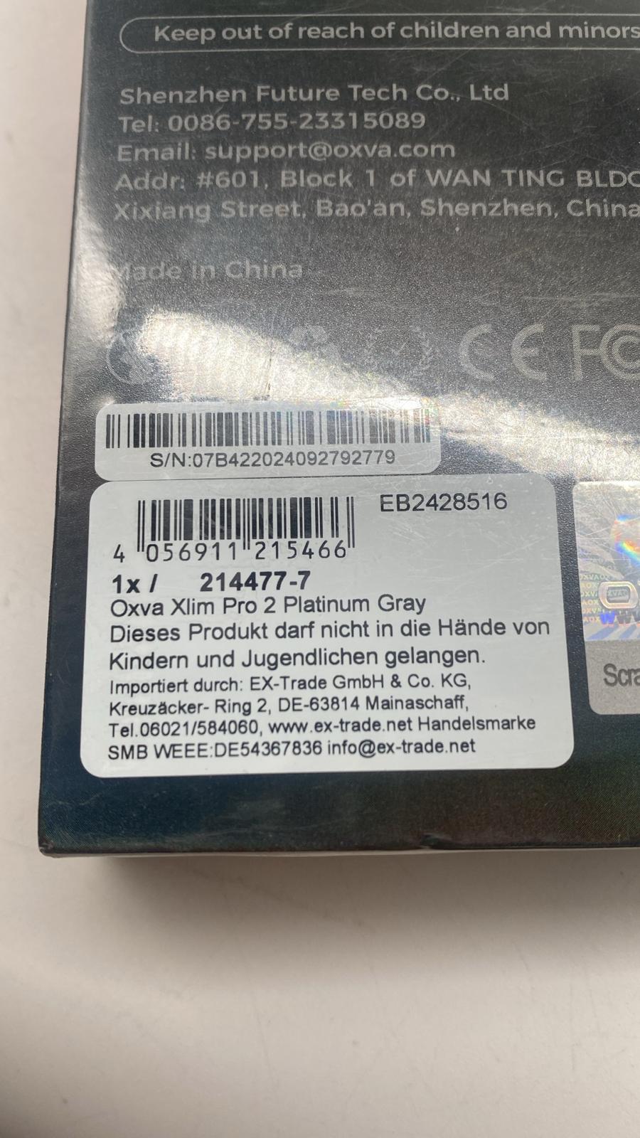 💨 OXVA Xlim Pro 2 – Platinum Gray, 1300 mAh, TFT Display, MTL/RDL, neu