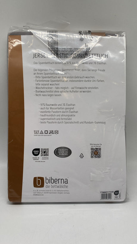🛏️ biberna Jersey-Elastic Spannbetttuch 90×190–100×220 cm – Silber/Grau, Baumwolle - neu