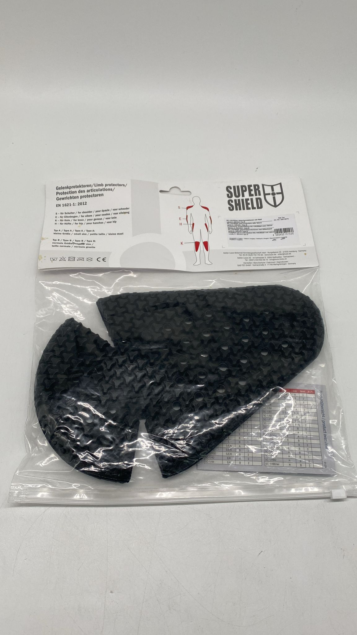 🛡️ Sas-Tec SC-1/KCB2Air Typ B Protektor – Level 2, mit Klett, ultraflach - neu