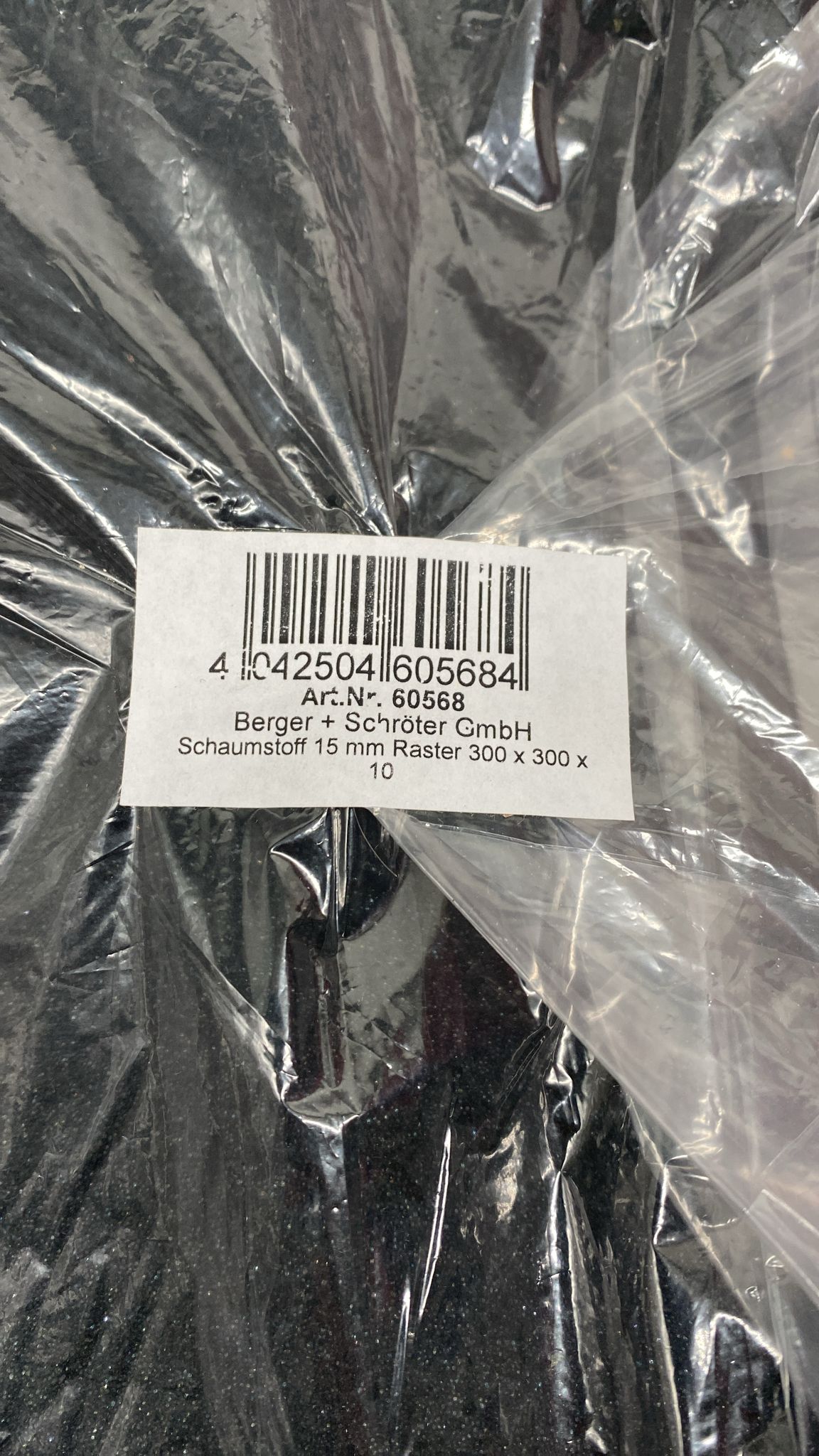 🧱 Berger & Schröter Schaumstoff Raster 15 mm – 300×300×10 mm, Schwarz - neu
