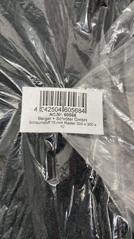 🧱 Berger & Schröter Schaumstoff Raster 15 mm – 300×300×10 mm, Schwarz - neu