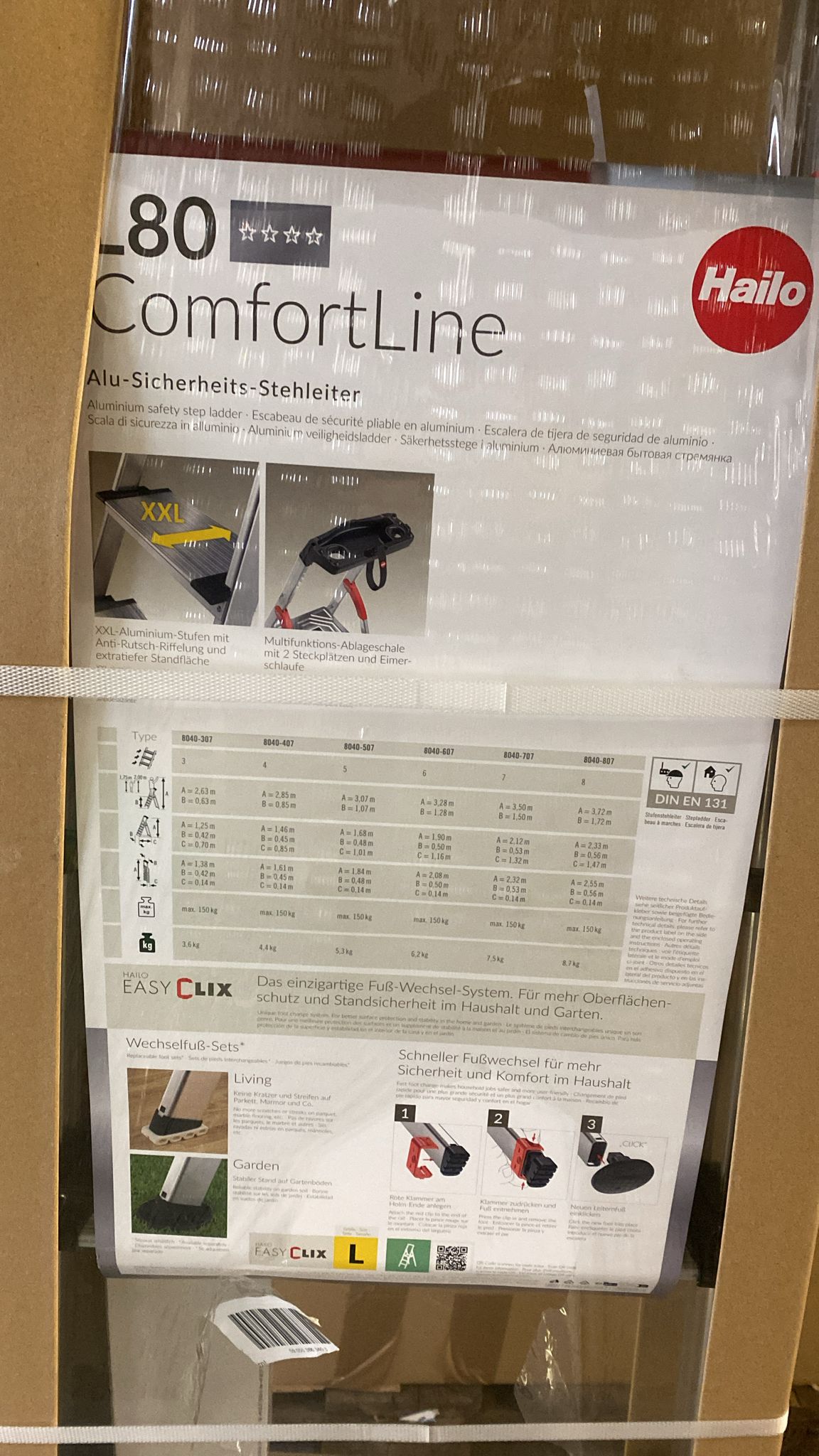 🪜 Hailo L80 ComfortLine Alu-Stehleiter – 4 XXL-Stufen, 285 cm Arbeitshöhe, 150 kg belastbar - neu