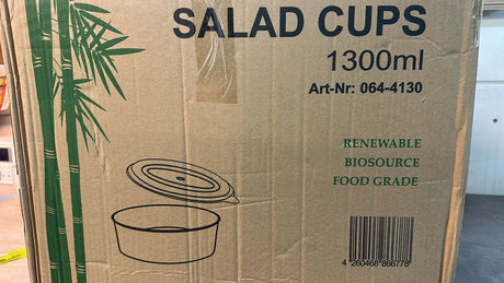 🥗 150x Bio Salatschalen 1300 ml mit Deckel – Commerline Kraft Einweg Bowls, neu