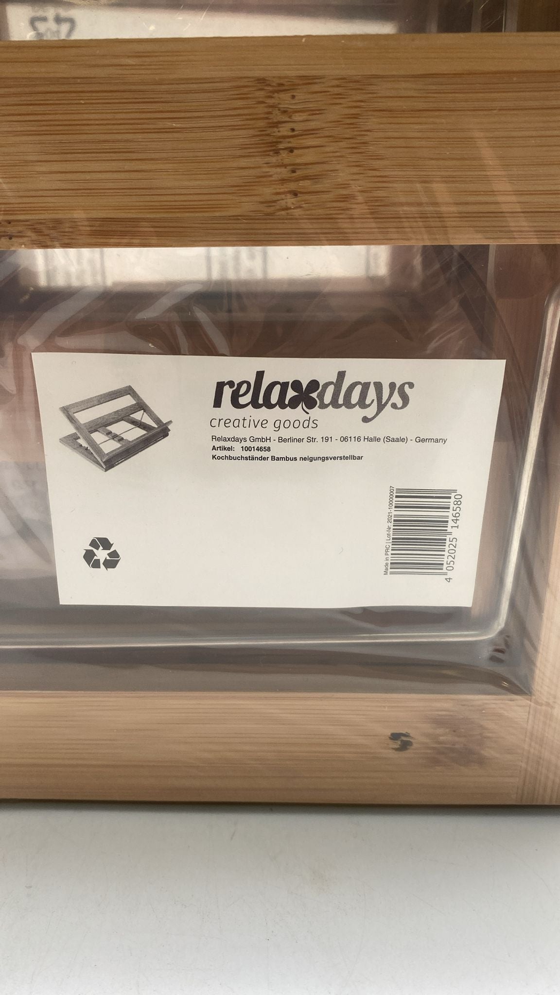 📖 Relaxdays Kochbuchständer Bambus – verstellbar, 22×33×22,5 cm, natur, neu
