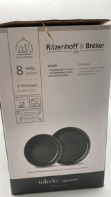 🍽️ Ritzenhoff & Breker Toledo Speiseset 8-tlg. – Grau, Steinzeug, neu