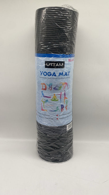🧘 UTTAM Yoga Matte 183×60 cm – Extra Dick, Schwarz, Fitness & Pilates, neu