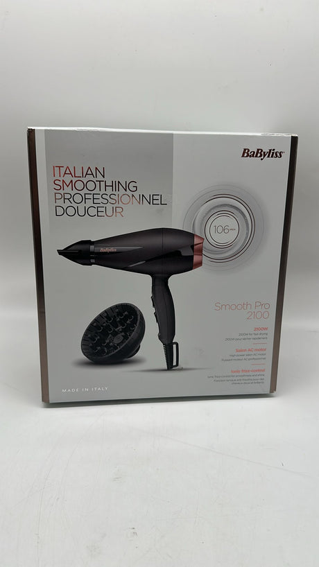 💨 BaByliss Smooth Pro Föhn 2100W – mit Diffusor & Ionen-Technologie, Schwarz, neu