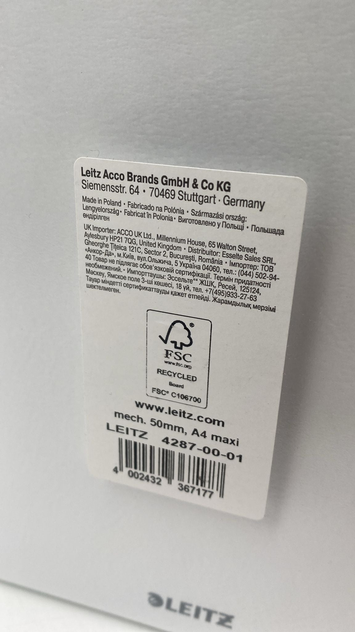 📂 Leitz Präsentationsringbuch A4 Überbreite – 50 mm, 4 D-Ring, Weiß, neu